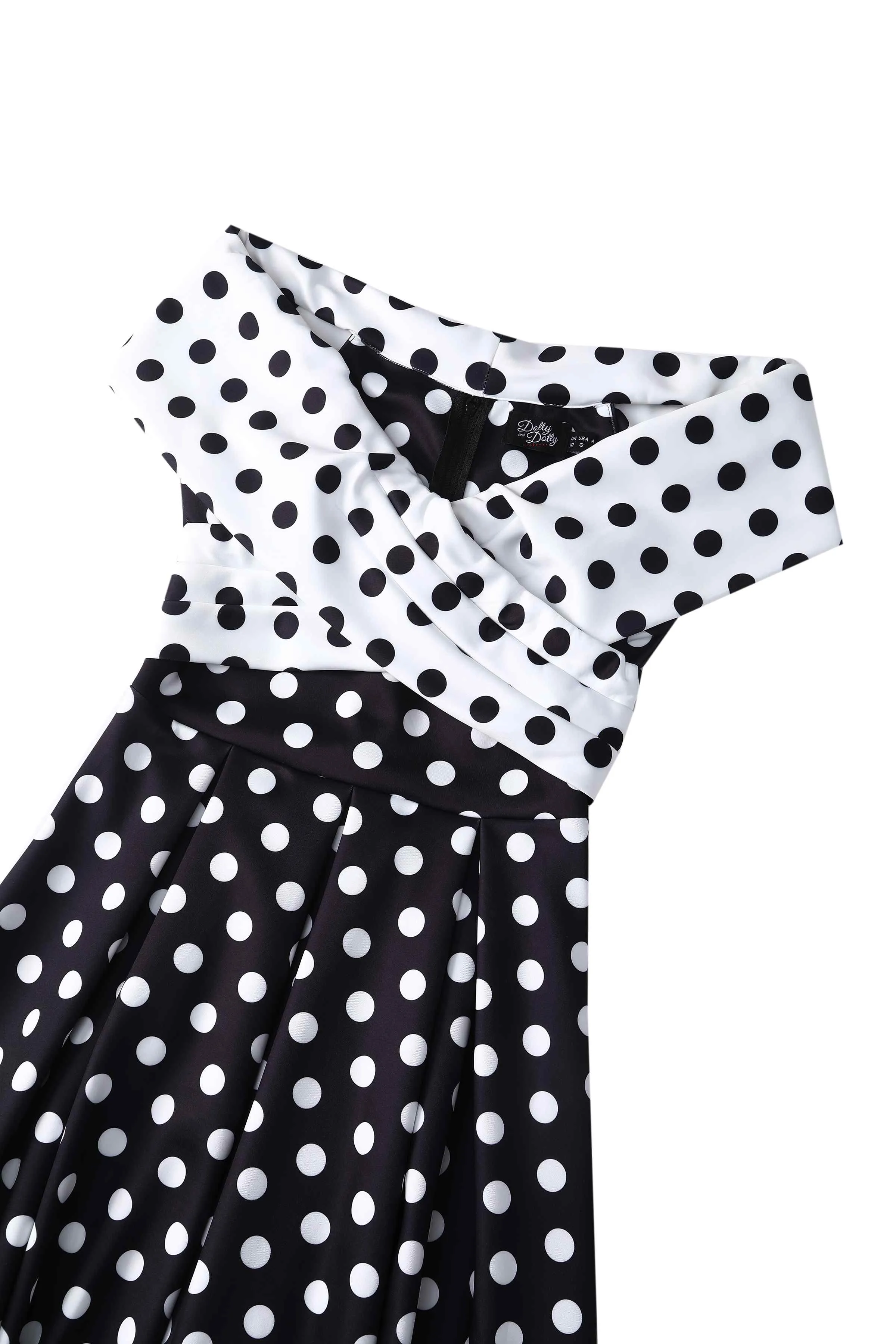 Beverly Monochrome Polka Dot Off Shoulder Dress