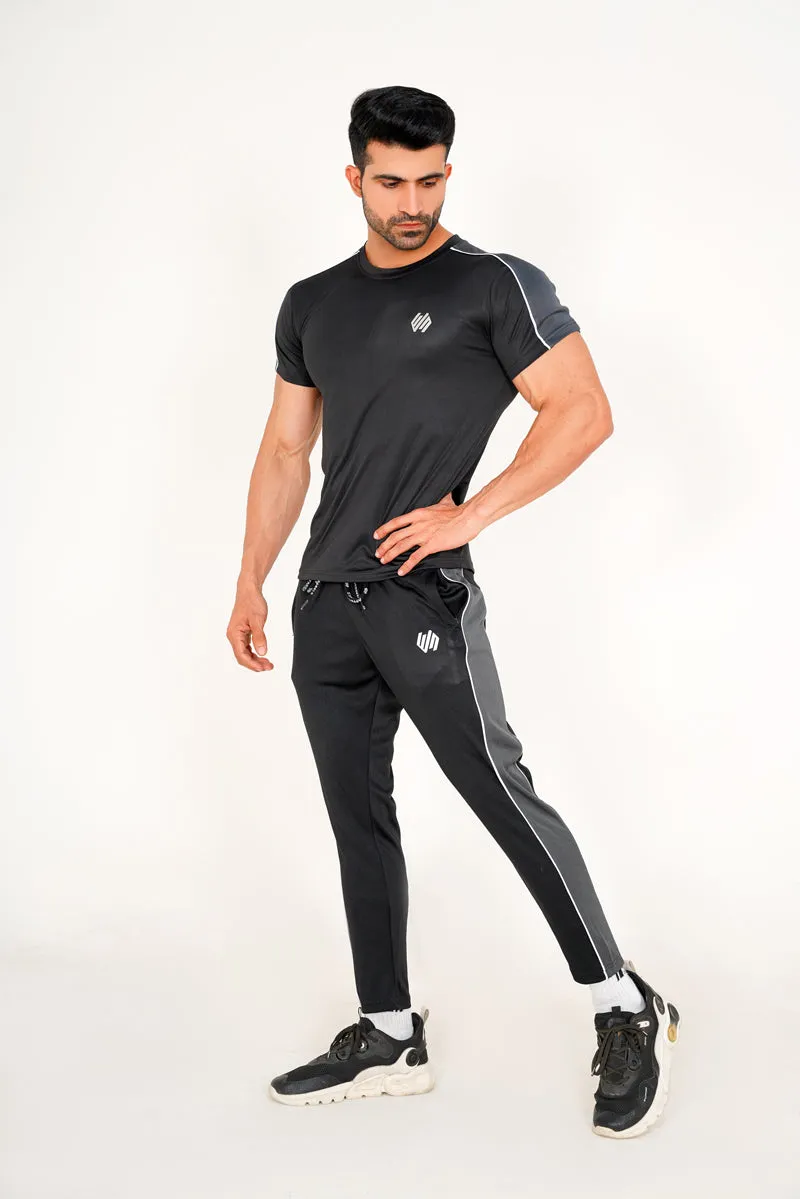 BLACK AND GRAY DRY-FIT TRACKSUIT