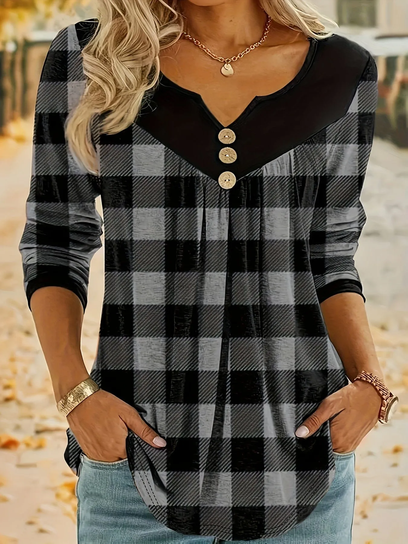 Black and Gray Plaid Shirt