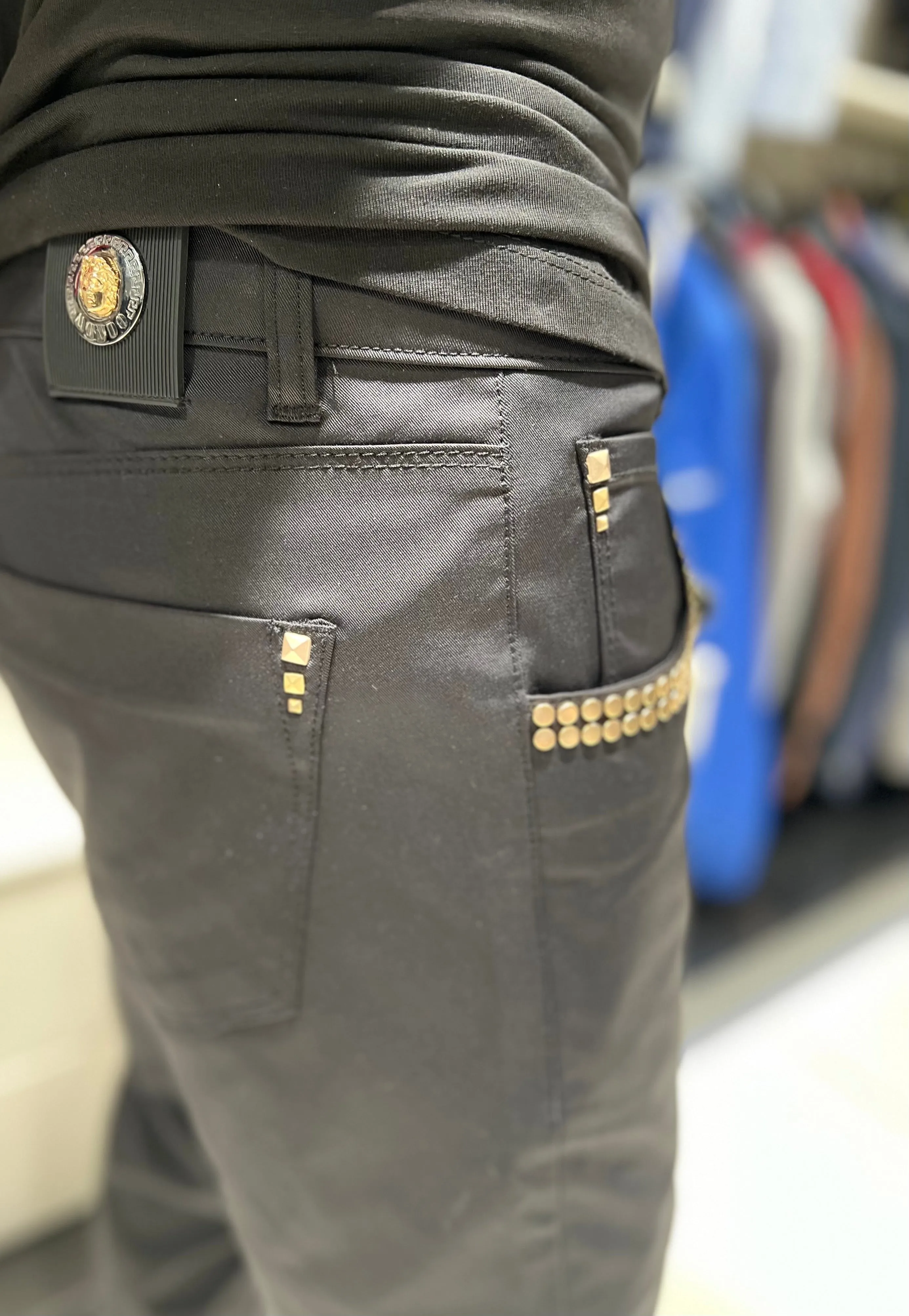 Black Gold "Pocket" Studded Pants