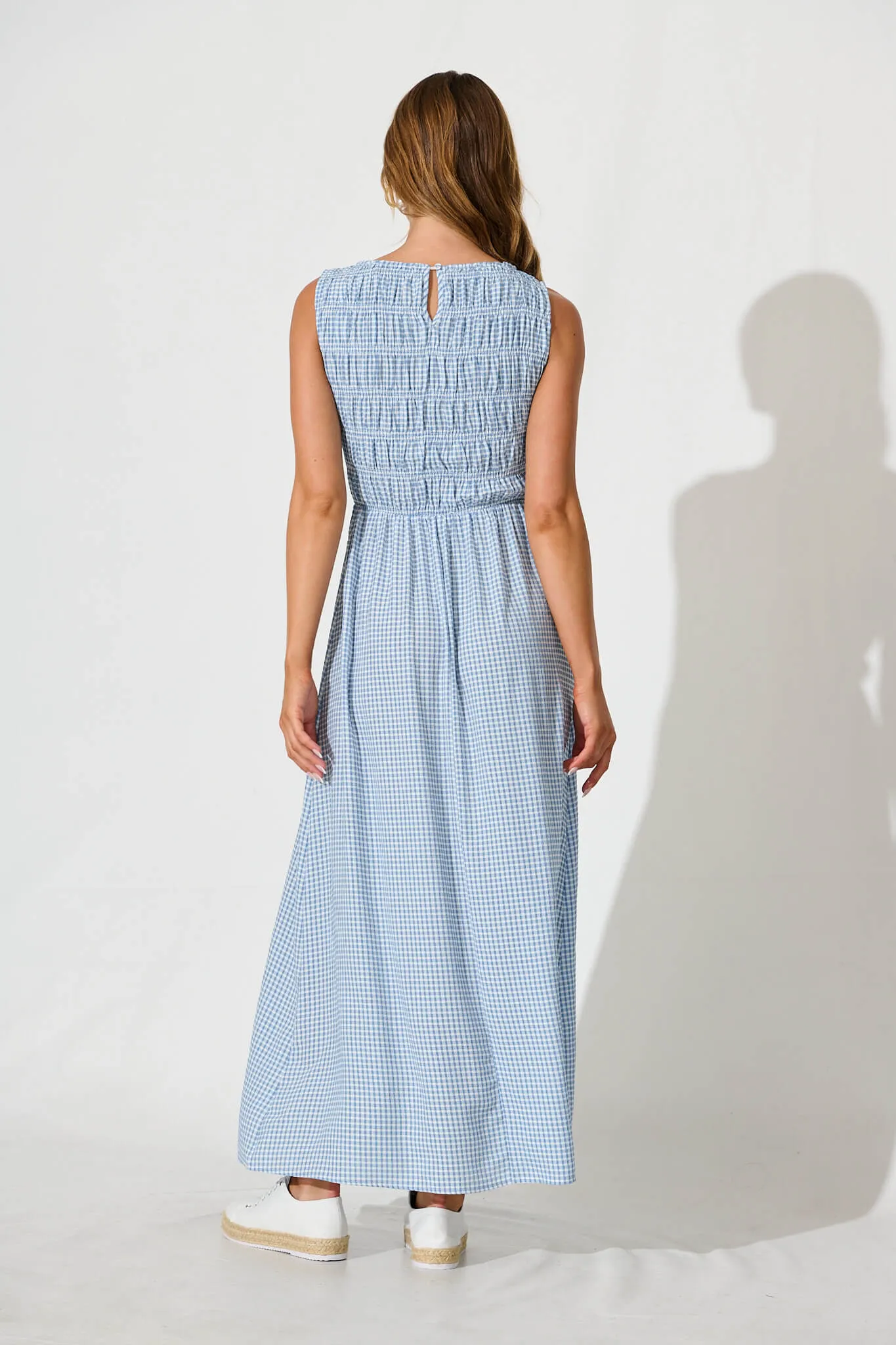 Blue Gingham Maxi Dress