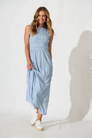Blue Gingham Maxi Dress