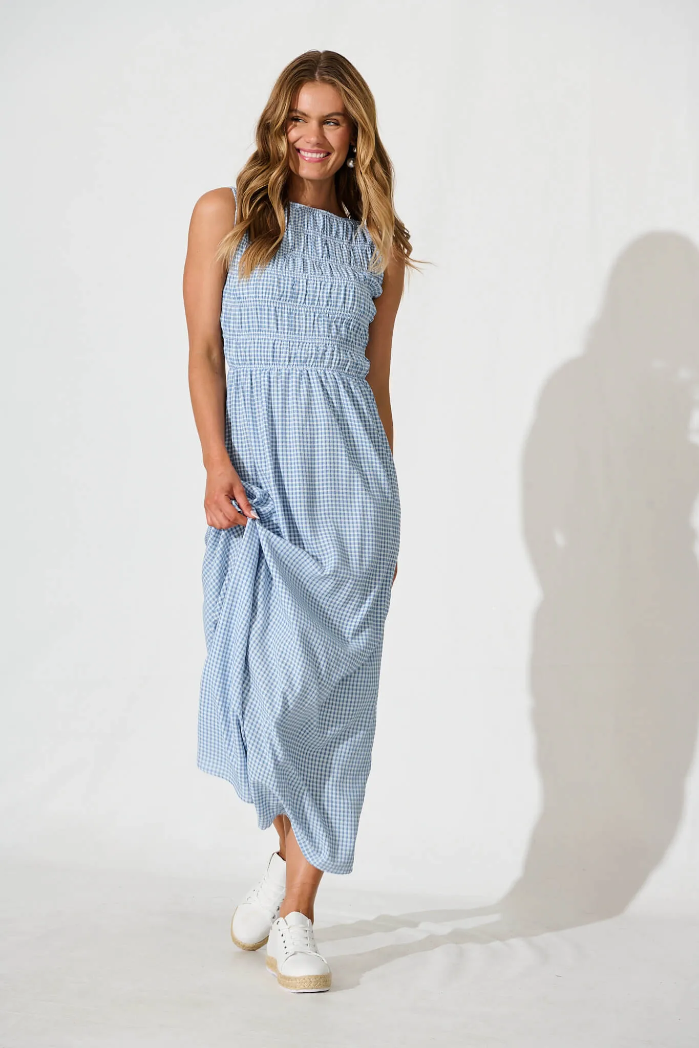 Blue Gingham Maxi Dress