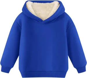 Boys Girls Fleece Lined Sherpa Hoodie Kids Warm Winter Hoodies Thicken Pullover Hooded Sweatshirt Sweater