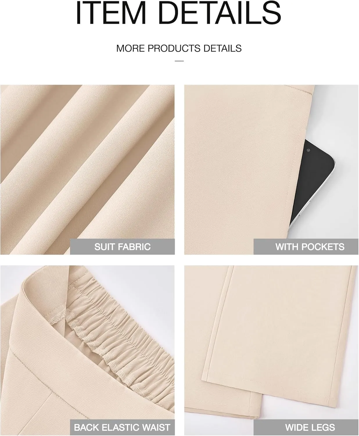 BTFBM Womens Wide Leg Pants Dressy Casual Elastic High Waisted Palazzo Business Lounge Trousers with Pockets
