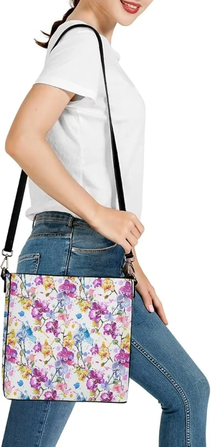 Bucket Bag Purse PU Leather Bag for Women, Watercolor Forest Tree Print Ladies Hobo Shoulder Handbag, Magnetic Snap