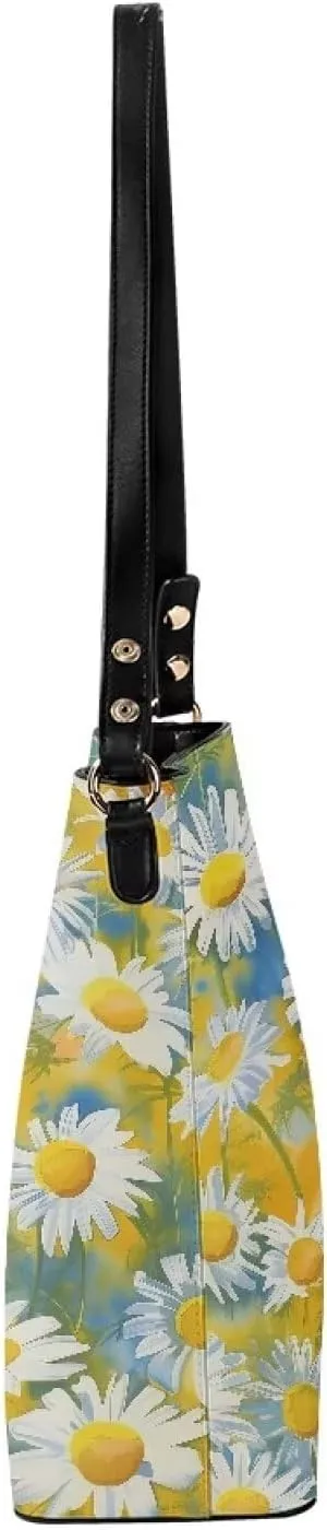 Bucket Bag Purse PU Leather Bag for Women, Watercolor Forest Tree Print Ladies Hobo Shoulder Handbag, Magnetic Snap