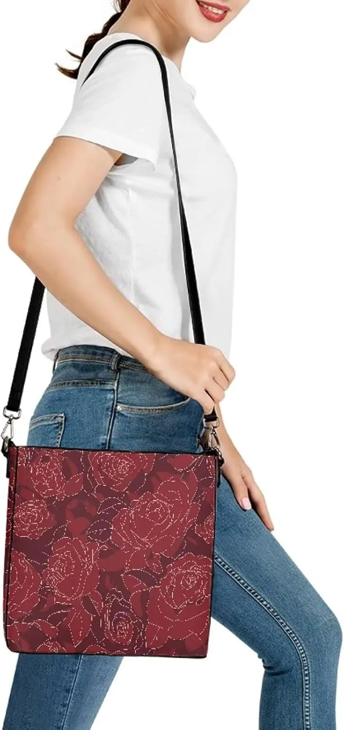 Bucket Bag Purse PU Leather Bag for Women, Watercolor Forest Tree Print Ladies Hobo Shoulder Handbag, Magnetic Snap