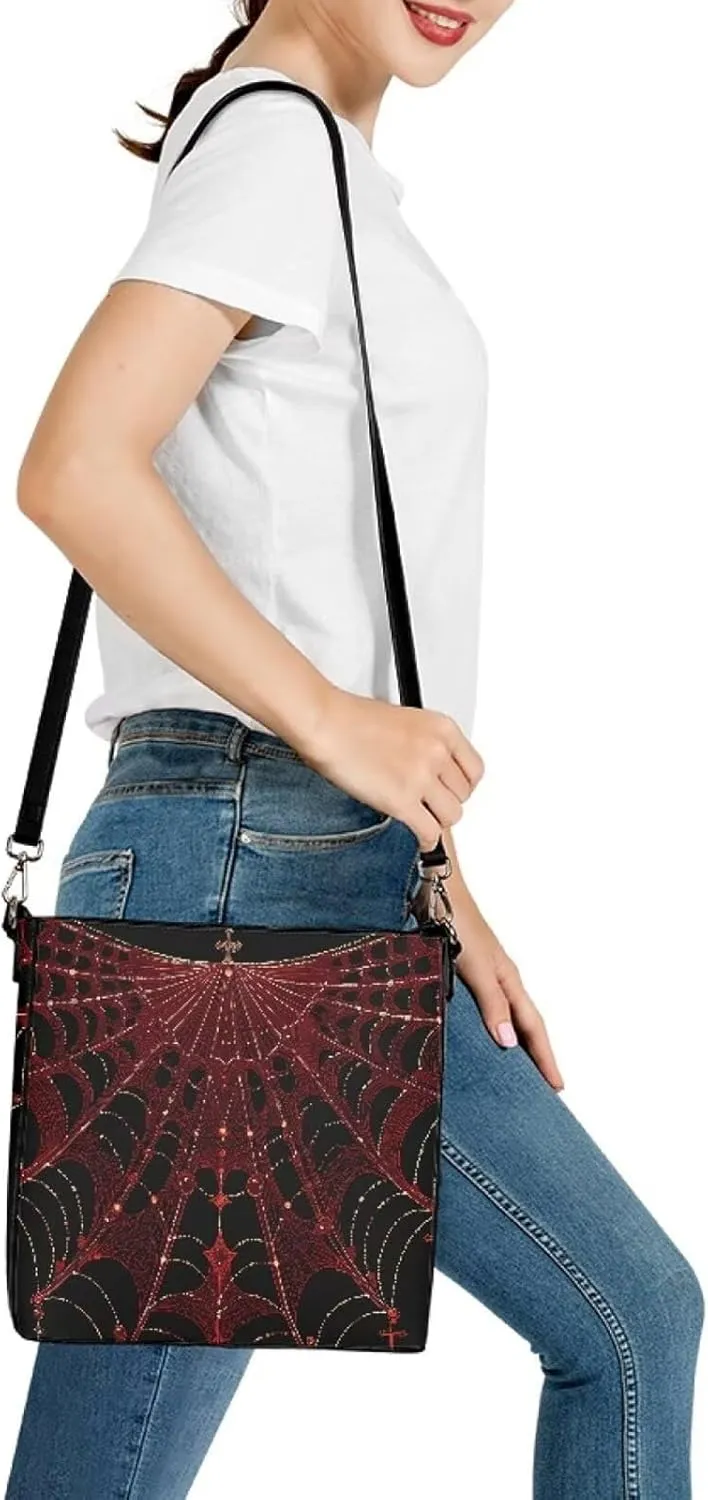 Bucket Bag Purse PU Leather Bag for Women, Watercolor Forest Tree Print Ladies Hobo Shoulder Handbag, Magnetic Snap