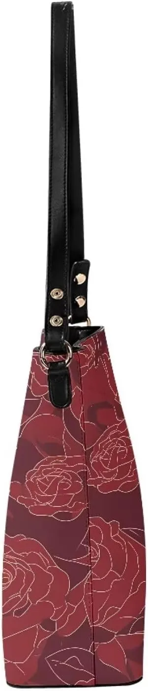 Bucket Bag Purse PU Leather Bag for Women, Watercolor Forest Tree Print Ladies Hobo Shoulder Handbag, Magnetic Snap