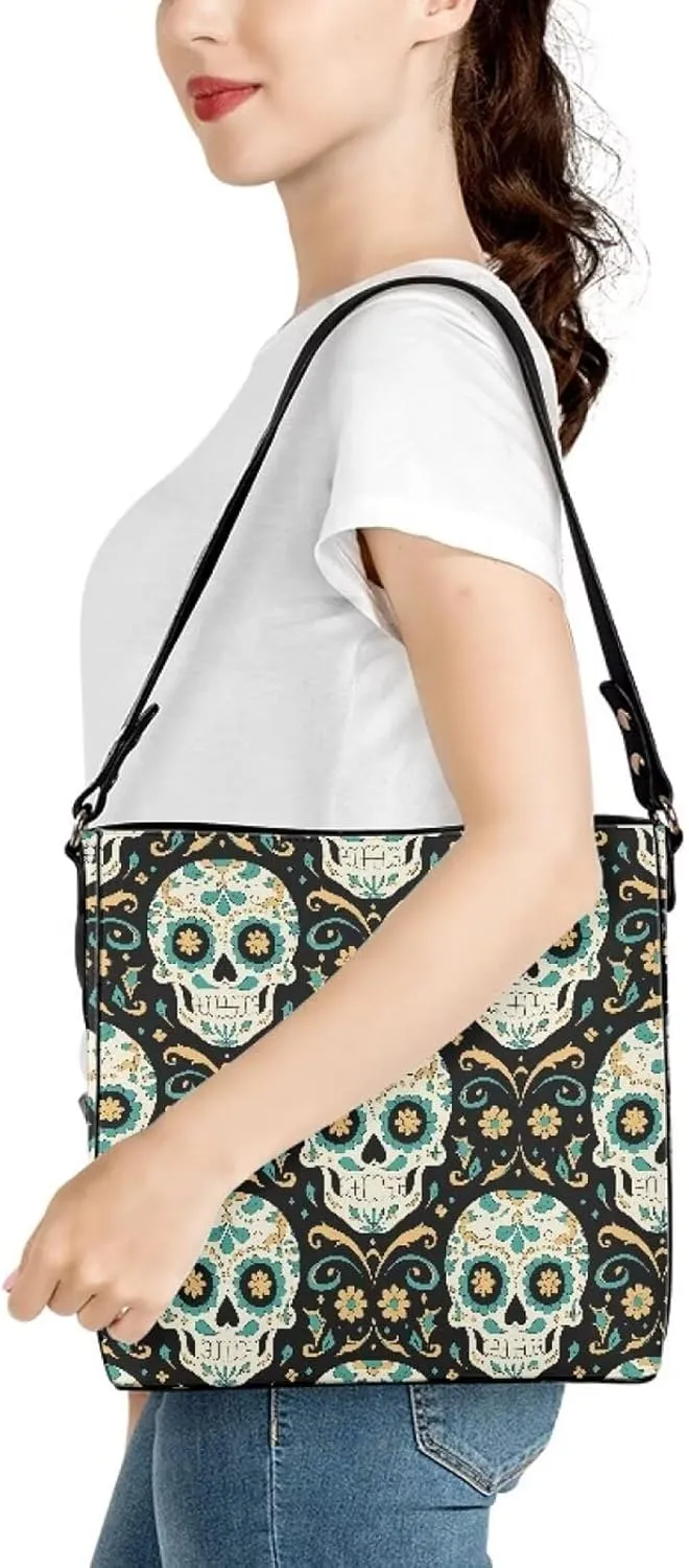 Bucket Bag Purse PU Leather Bag for Women, Watercolor Forest Tree Print Ladies Hobo Shoulder Handbag, Magnetic Snap
