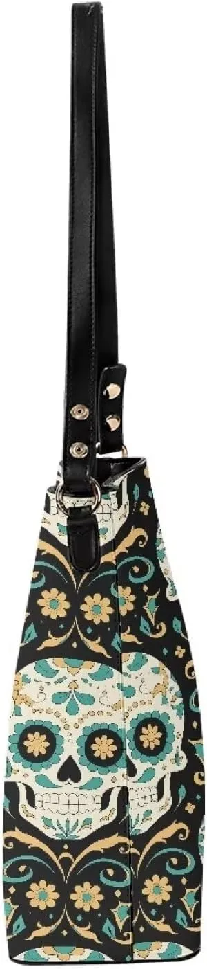 Bucket Bag Purse PU Leather Bag for Women, Watercolor Forest Tree Print Ladies Hobo Shoulder Handbag, Magnetic Snap