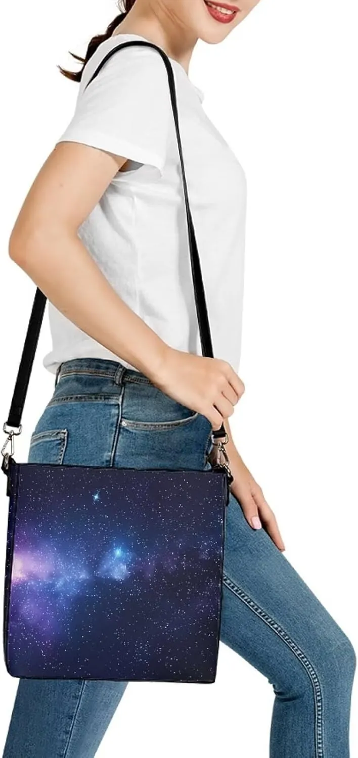 Bucket Bag Purse PU Leather Bag for Women, Watercolor Forest Tree Print Ladies Hobo Shoulder Handbag, Magnetic Snap