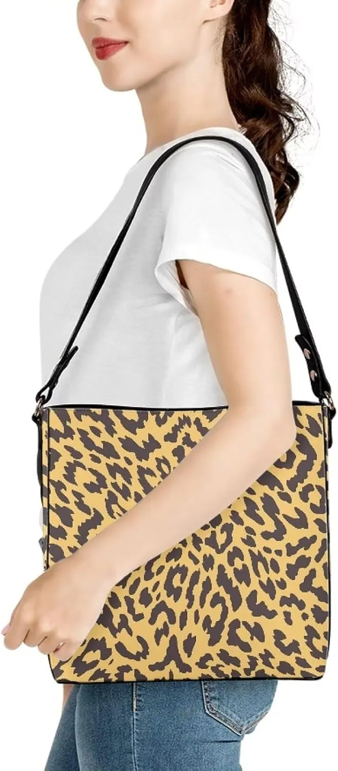 Bucket Bag Purse PU Leather Bag for Women, Watercolor Forest Tree Print Ladies Hobo Shoulder Handbag, Magnetic Snap