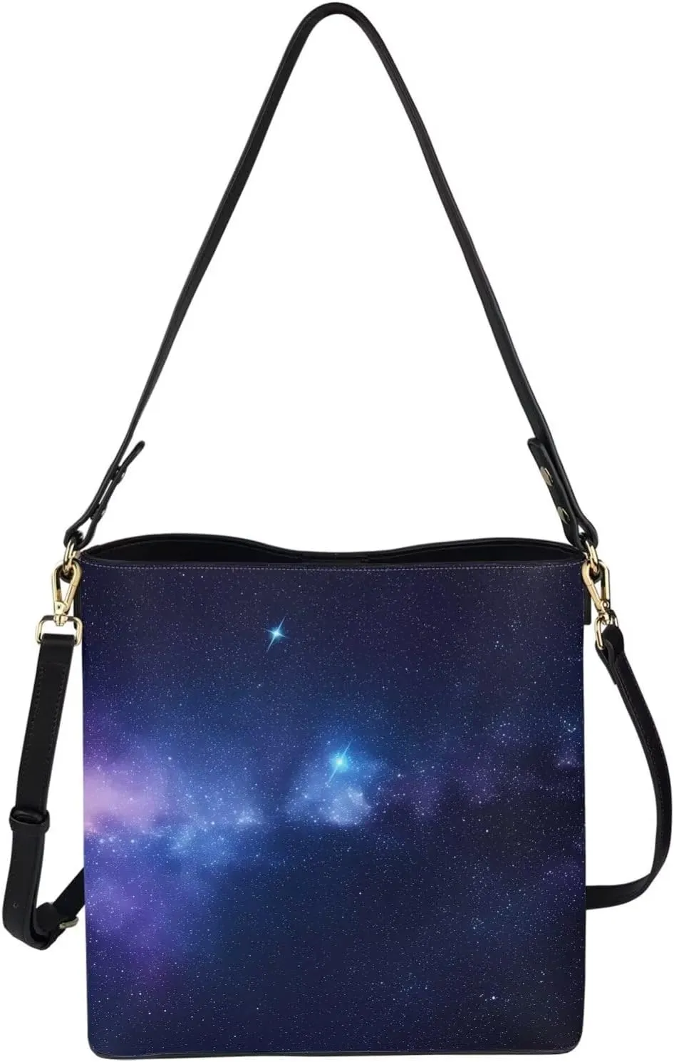 Bucket Bag Purse PU Leather Bag for Women, Watercolor Forest Tree Print Ladies Hobo Shoulder Handbag, Magnetic Snap