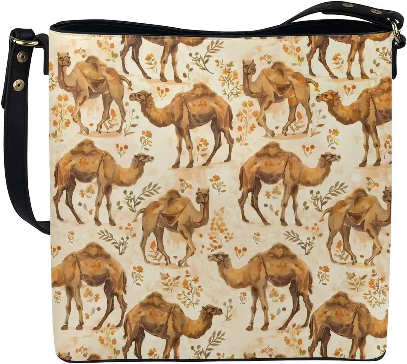 Bucket Bag Vegan Leather Shoulder Purses for Women, Fox Print Tote Shoulder Bags Zipper Crossbody Bag