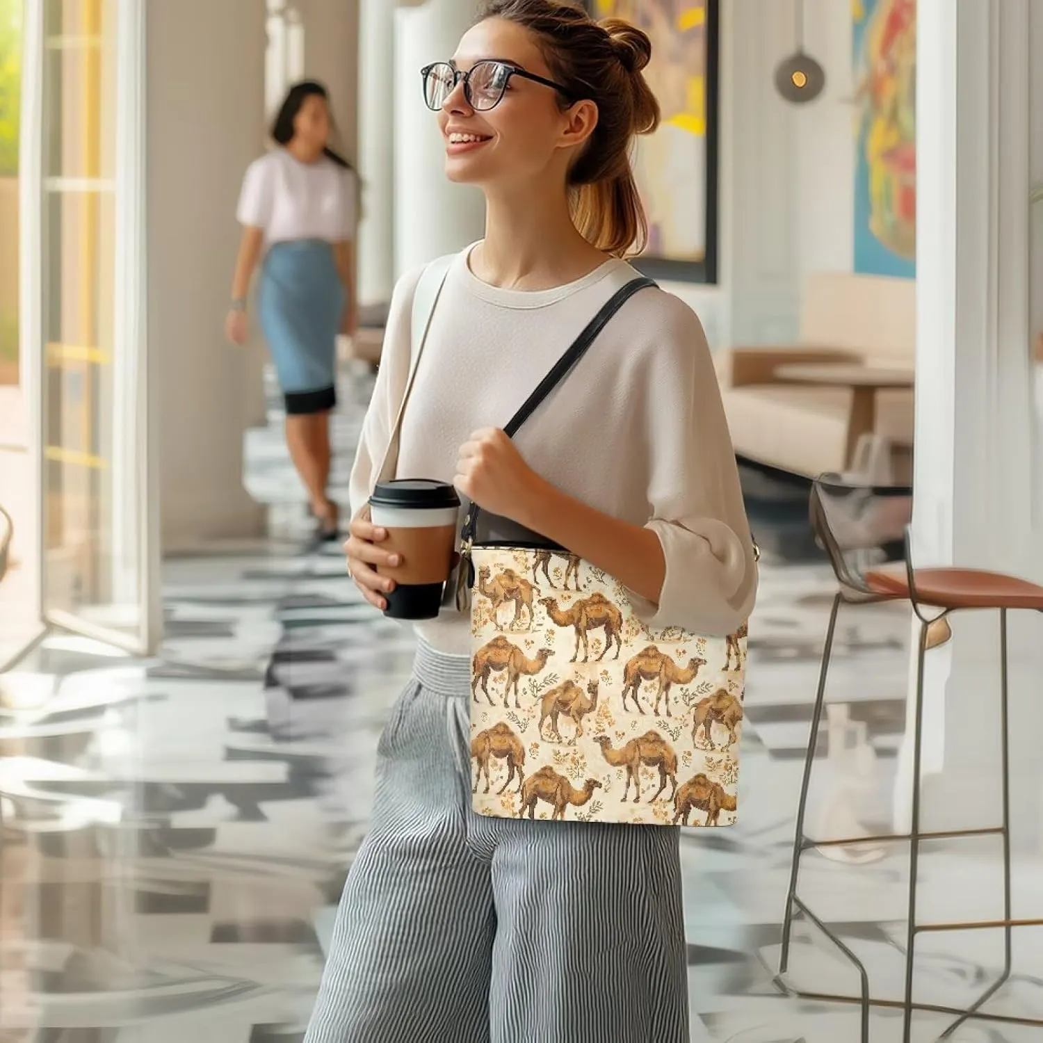 Bucket Bag Vegan Leather Shoulder Purses for Women, Fox Print Tote Shoulder Bags Zipper Crossbody Bag