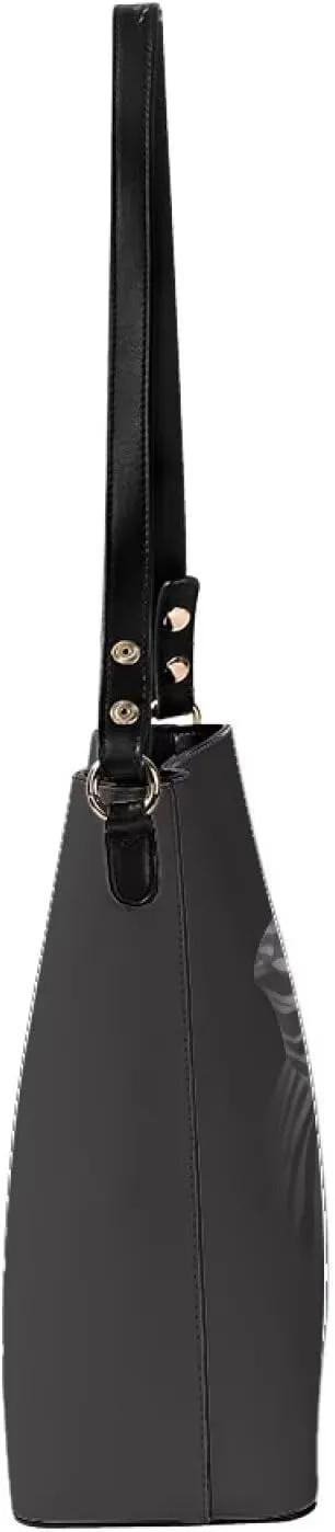 Bucket Bag Vegan Leather Shoulder Purses for Women, Fox Print Tote Shoulder Bags Zipper Crossbody Bag