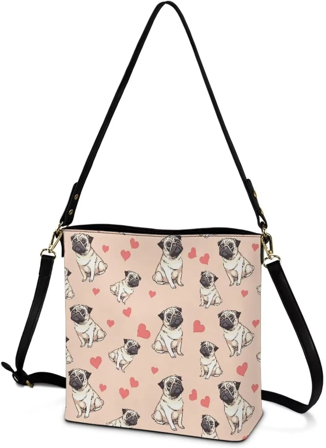 Bucket Bag Vegan Leather Shoulder Purses for Women, Fox Print Tote Shoulder Bags Zipper Crossbody Bag