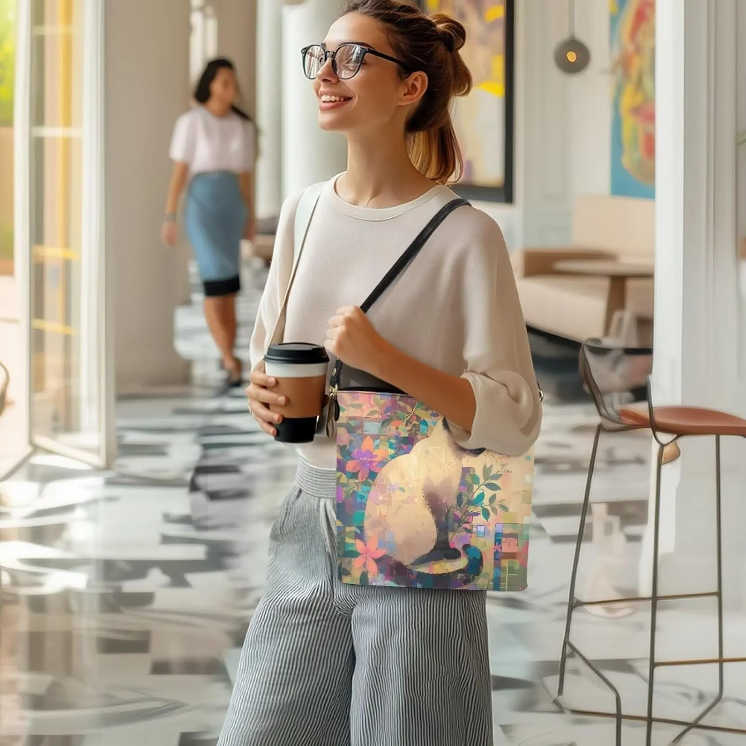Bucket Bag Vegan Leather Shoulder Purses for Women, Fox Print Tote Shoulder Bags Zipper Crossbody Bag