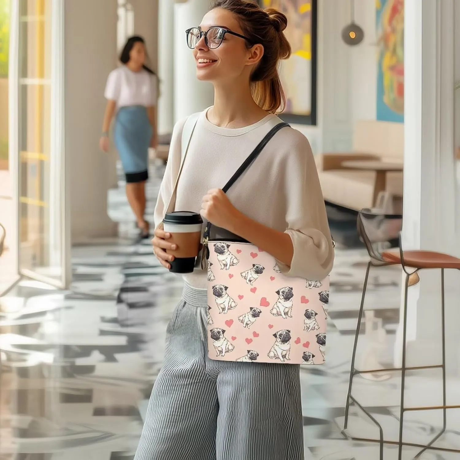 Bucket Bag Vegan Leather Shoulder Purses for Women, Fox Print Tote Shoulder Bags Zipper Crossbody Bag
