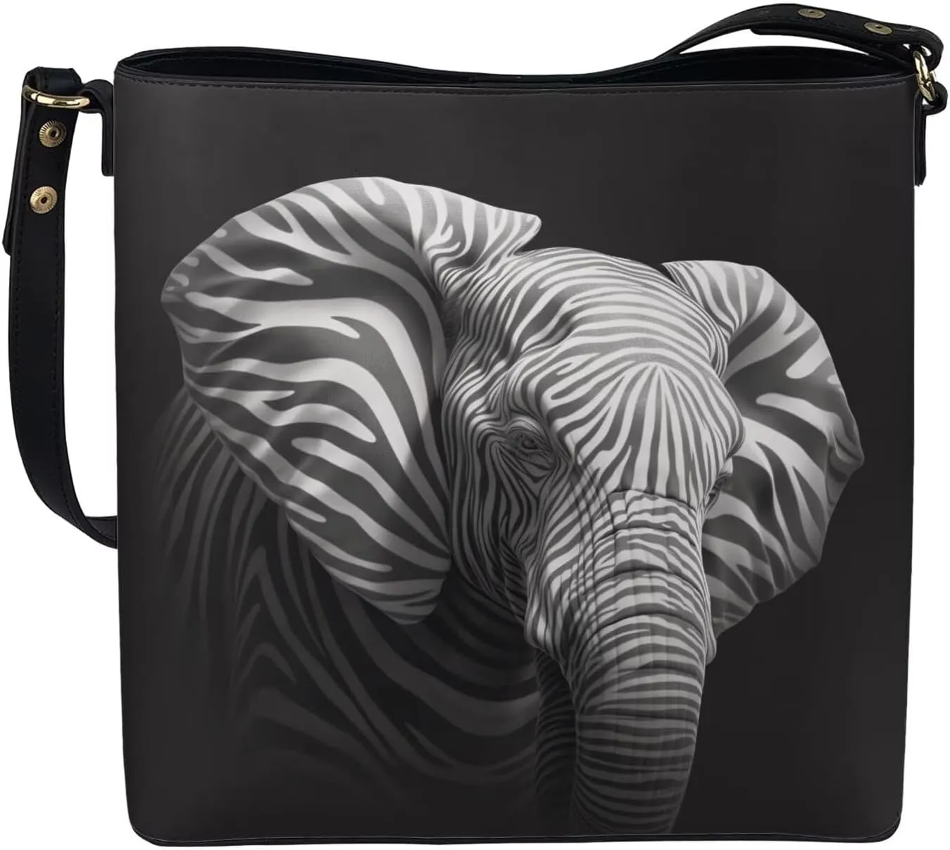 Bucket Bag Vegan Leather Shoulder Purses for Women, Fox Print Tote Shoulder Bags Zipper Crossbody Bag