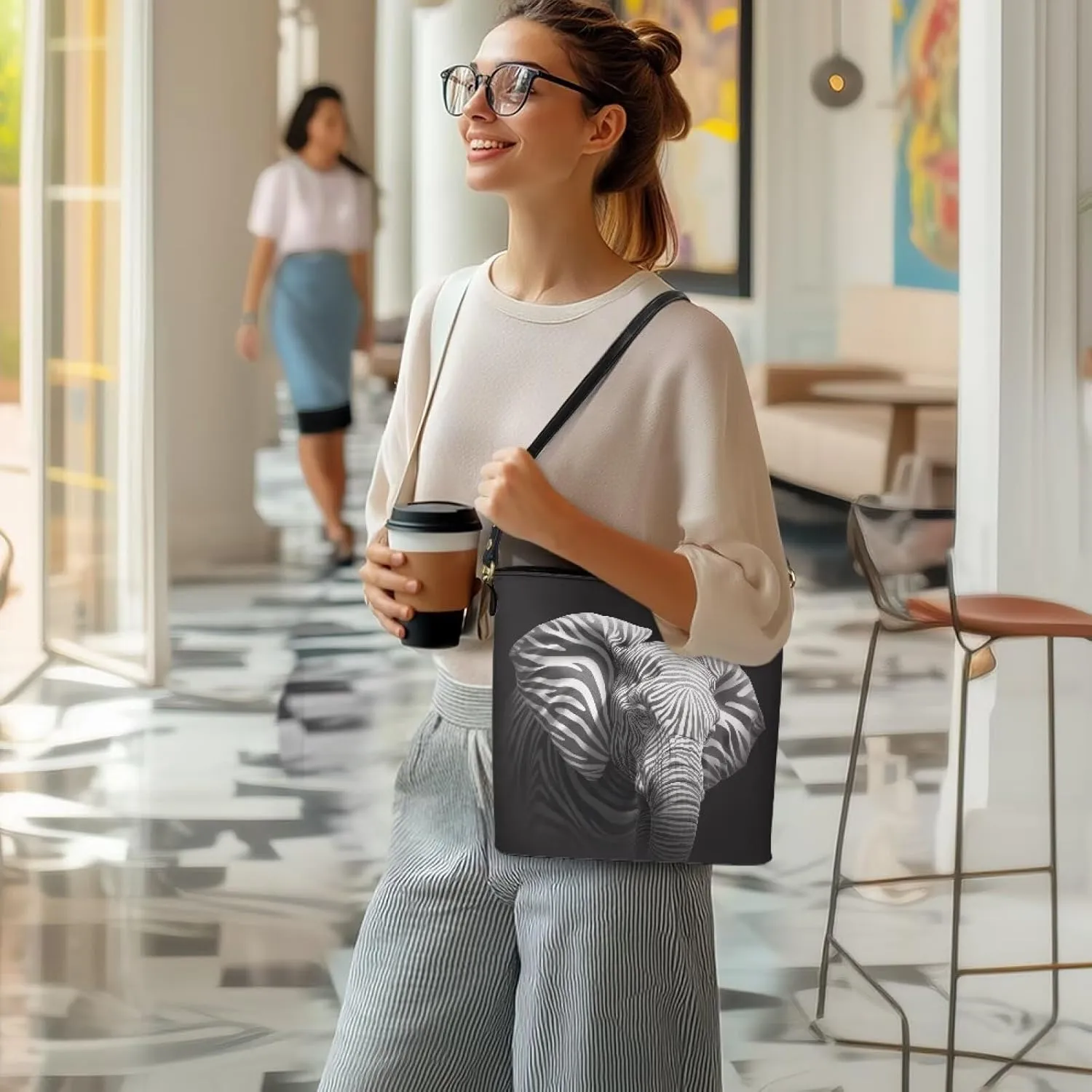 Bucket Bag Vegan Leather Shoulder Purses for Women, Fox Print Tote Shoulder Bags Zipper Crossbody Bag