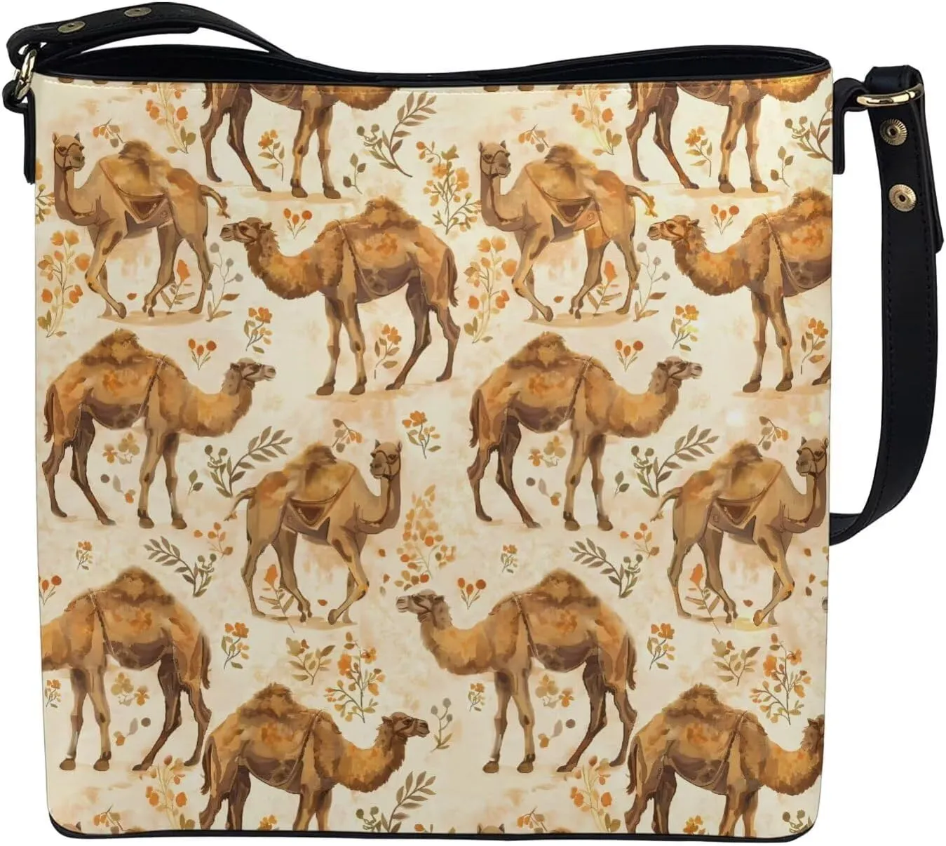 Bucket Bag Vegan Leather Shoulder Purses for Women, Fox Print Tote Shoulder Bags Zipper Crossbody Bag