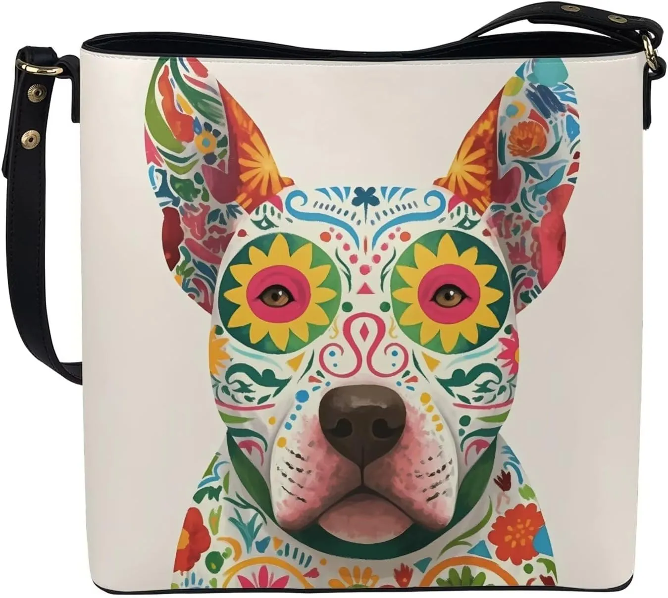 Bucket Bags Purses for Women with Adjustable Strap, Black Cat Print PU Leather Tote Handbags Top Handle Satchel