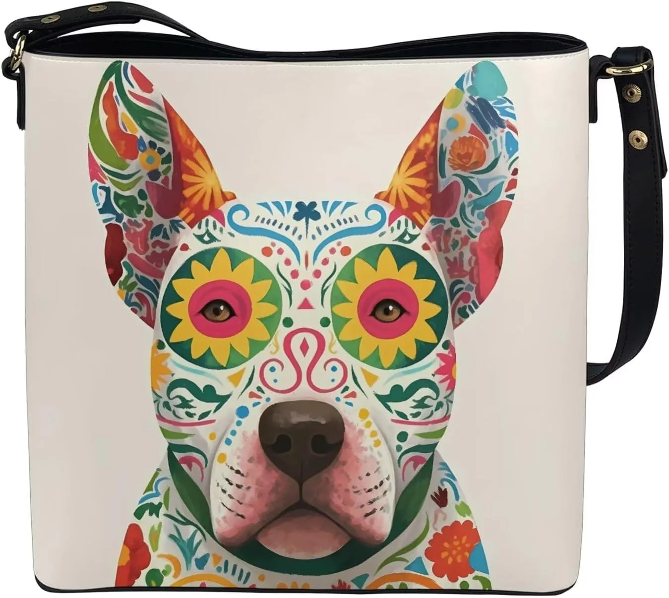 Bucket Bags Purses for Women with Adjustable Strap, Black Cat Print PU Leather Tote Handbags Top Handle Satchel
