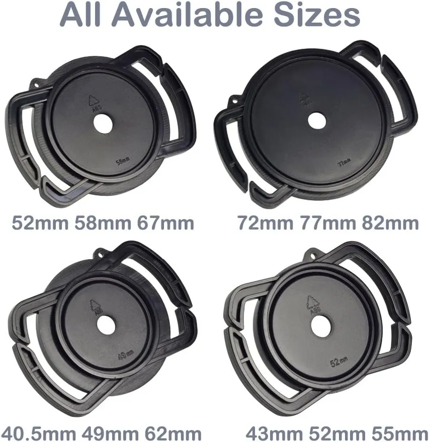Camera Buckle Lens Cap Holder Keeper for Canon Nikon Sony Olympus Fujifilm Pentax Panasonic Sigma DSLR/SLR/Evil Camera Lens Cap-Black ABS Plastic (52mm 58mm 67mm)