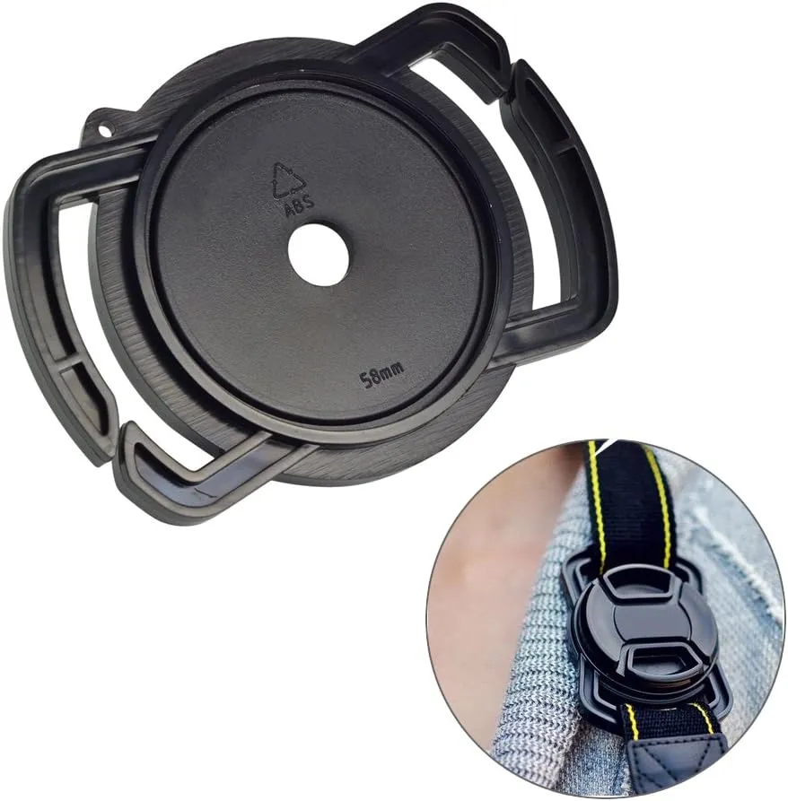 Camera Buckle Lens Cap Holder Keeper for Canon Nikon Sony Olympus Fujifilm Pentax Panasonic Sigma DSLR/SLR/Evil Camera Lens Cap-Black ABS Plastic (52mm 58mm 67mm)