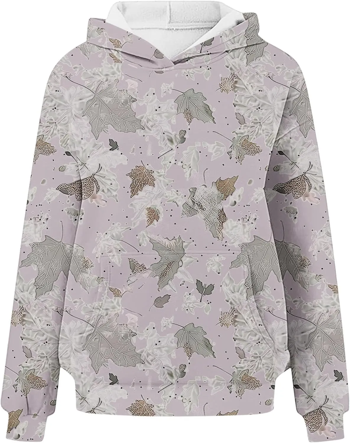 Camo Hoodie for Women Men Long Sleeve Maple Leaf Print Fleece Hoodies Oversized Hooded Sweatshirt Pullover with Pocket