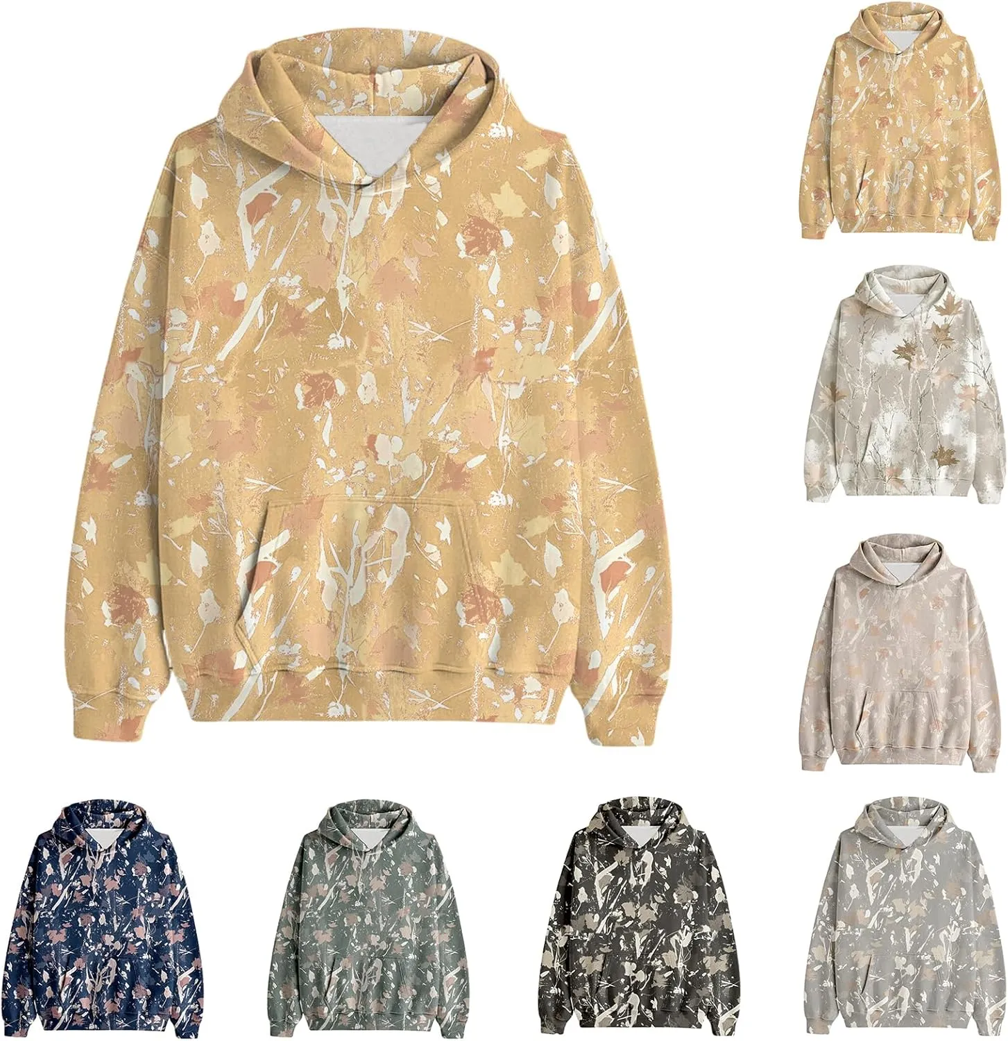 Camo Hoodie Womens Camo Sweatshirt for Women Trendy Maple Leaf Plain Hoodies Fleece Oversized Y2K Pullover with Pocket
