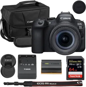 Canon EOS R6 Mark II Mirrorless Camera with RF 24-105mm STM Lens Bundle with Canon 200ES EOS Shoulder Bag   64GB Extreme PRO Memory Card