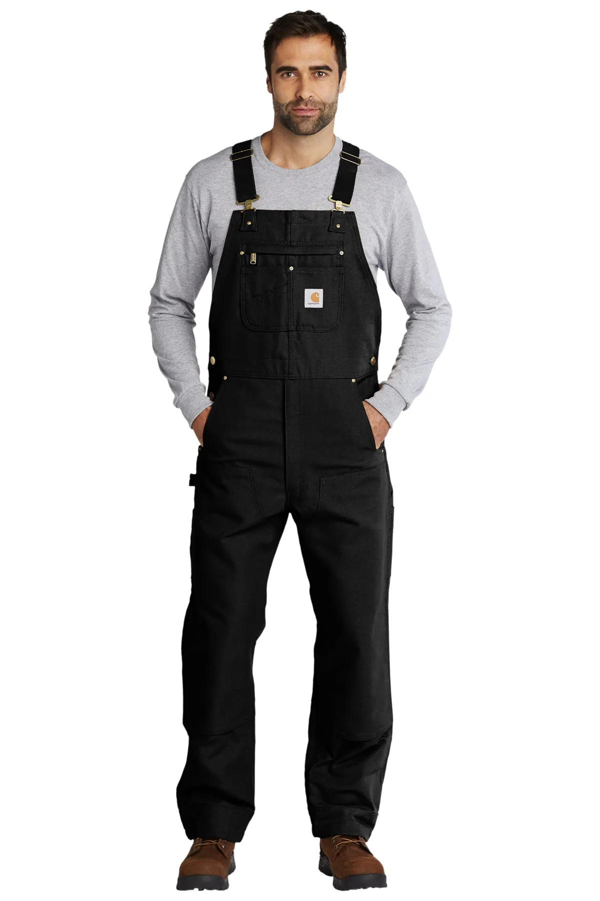 Carhartt Duck Unlined Bib Overalls / Black / B.O.L.T Toboggan Team