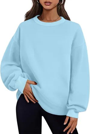 Ceboyel Women No Hood Sweatshirts Trendy Crewneck Pullover Oversized Sweatshirt Long Sleeve Tops Casual Outfits Clothes