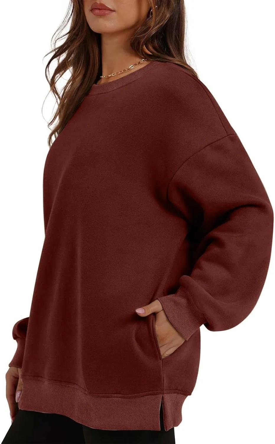 Ceboyel Women No Hood Sweatshirts Trendy Crewneck Pullover Oversized Sweatshirt Long Sleeve Tops Casual Outfits Clothes