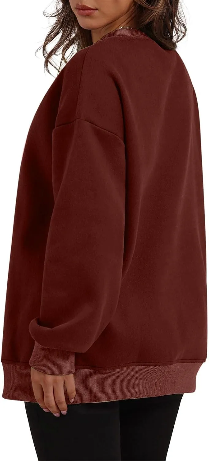 Ceboyel Women No Hood Sweatshirts Trendy Crewneck Pullover Oversized Sweatshirt Long Sleeve Tops Casual Outfits Clothes