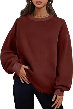 Ceboyel Women No Hood Sweatshirts Trendy Crewneck Pullover Oversized Sweatshirt Long Sleeve Tops Casual Outfits Clothes