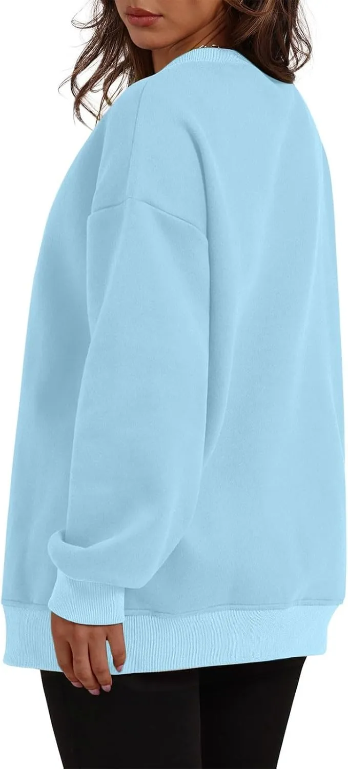 Ceboyel Women No Hood Sweatshirts Trendy Crewneck Pullover Oversized Sweatshirt Long Sleeve Tops Casual Outfits Clothes