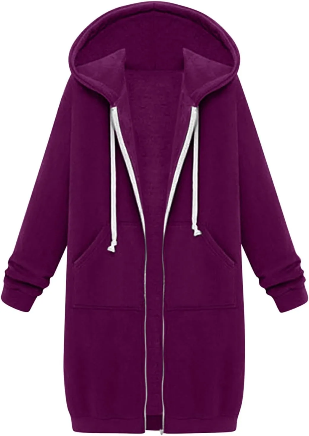 Ceboyel Womens Fall Long Sweatshirts 2023 Long Sleeve Drawstring Hoodies Full Zip Up Jackets Slouchy Fashion Outfits