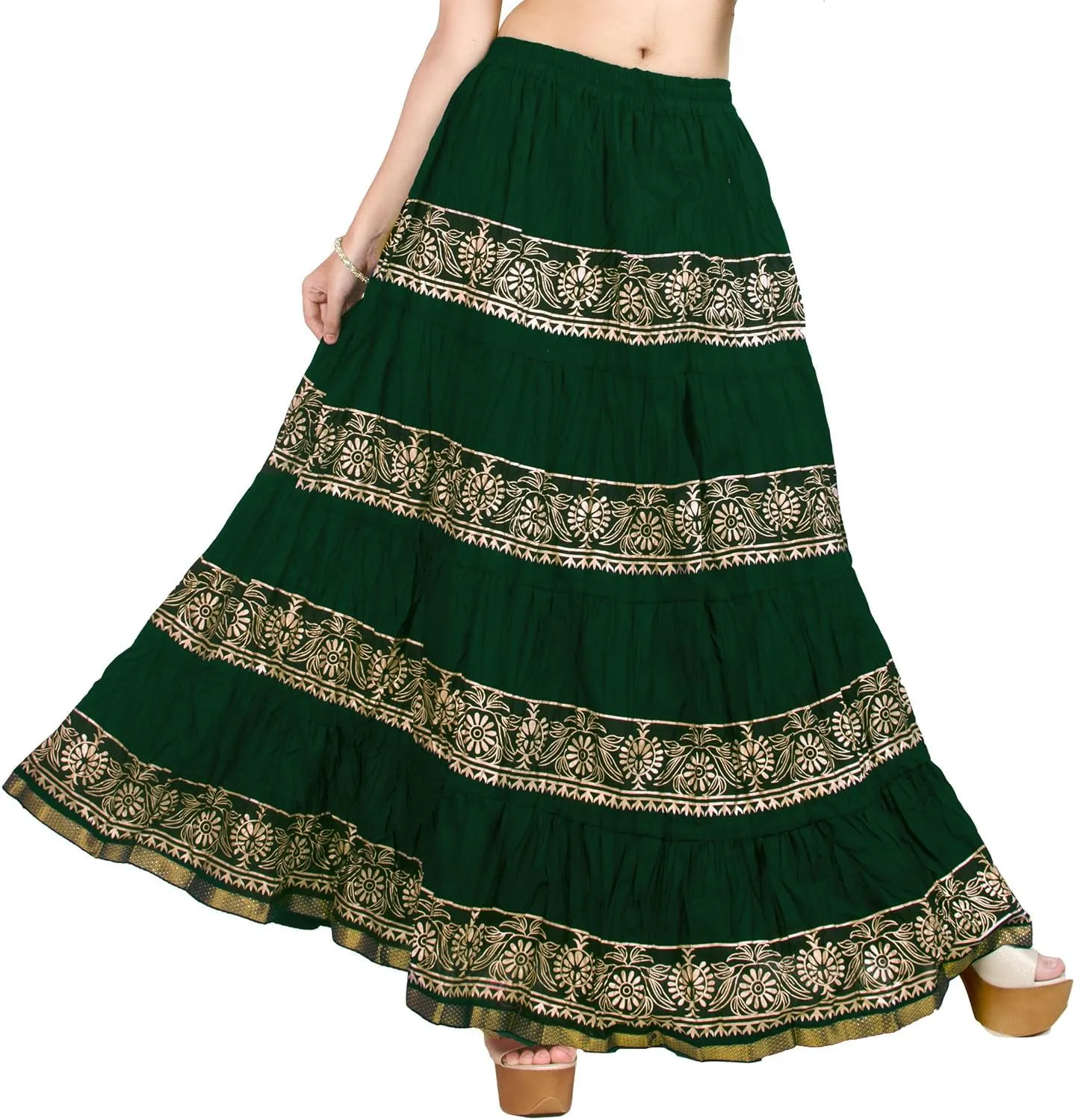 Chandrakala Flowy Long Skirt for Women A Line Casual Beach Party Holiday Maxi Skirts (S113-P)