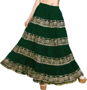 Chandrakala Flowy Long Skirt for Women A Line Casual Beach Party Holiday Maxi Skirts (S113-P)