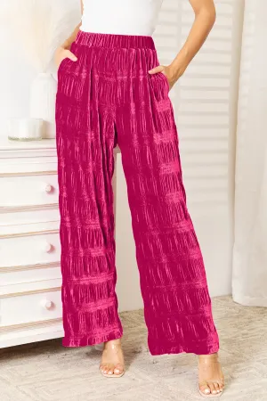 Chic & Flowing Pleated Pants with Pockets - Hot Pink