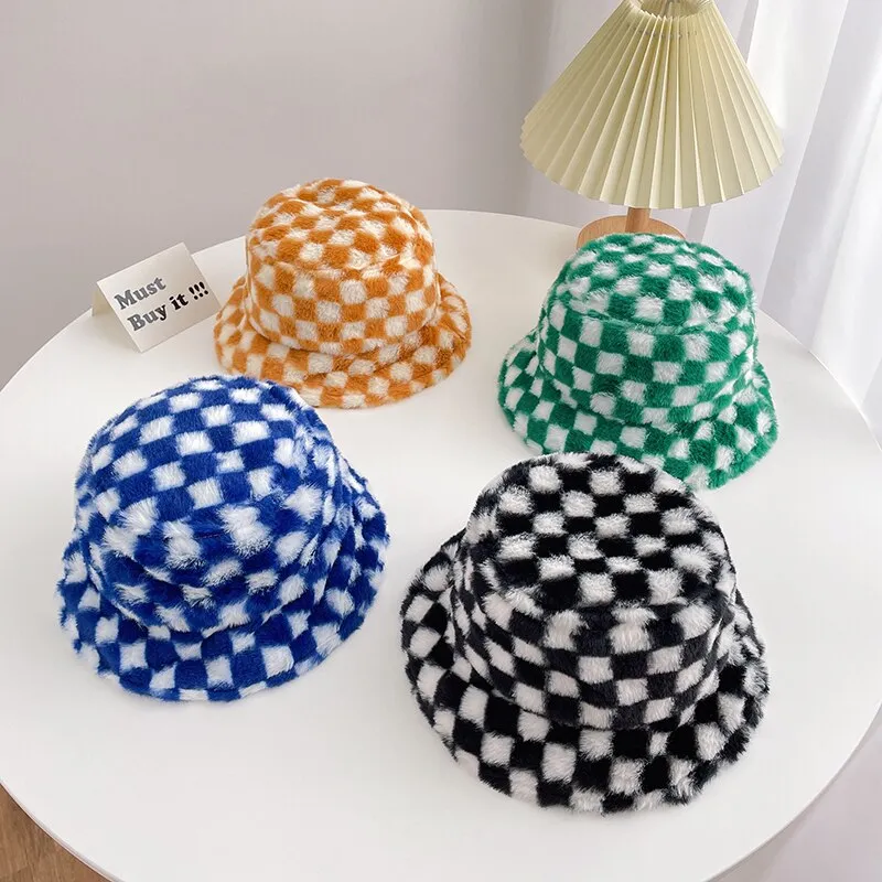 Child Checker Fluff Bucket Hat
