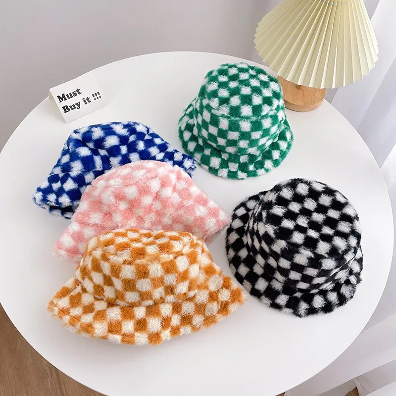 Child Checker Fluff Bucket Hat