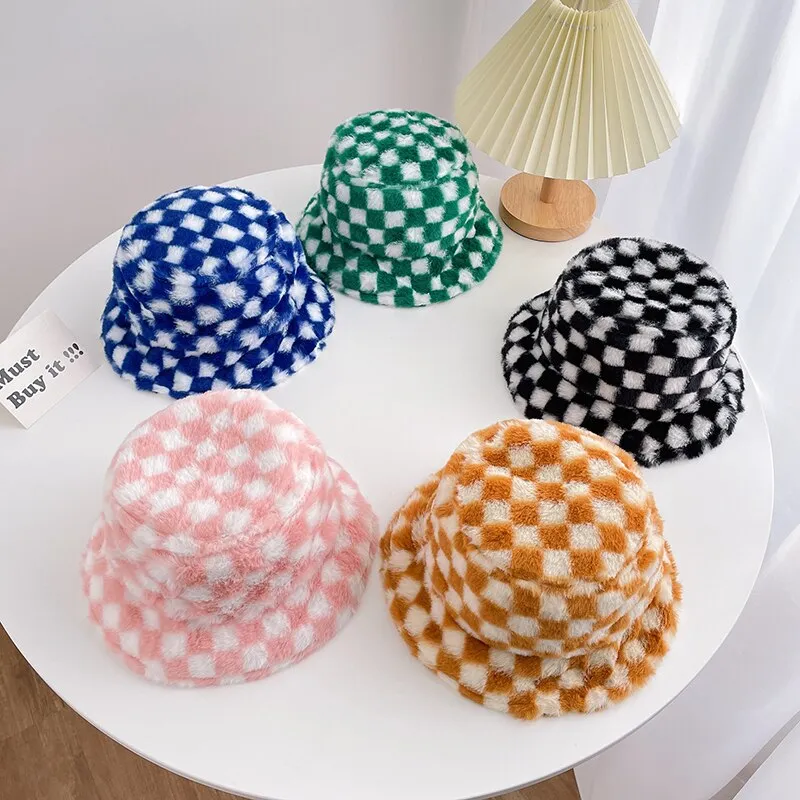 Child Checker Fluff Bucket Hat