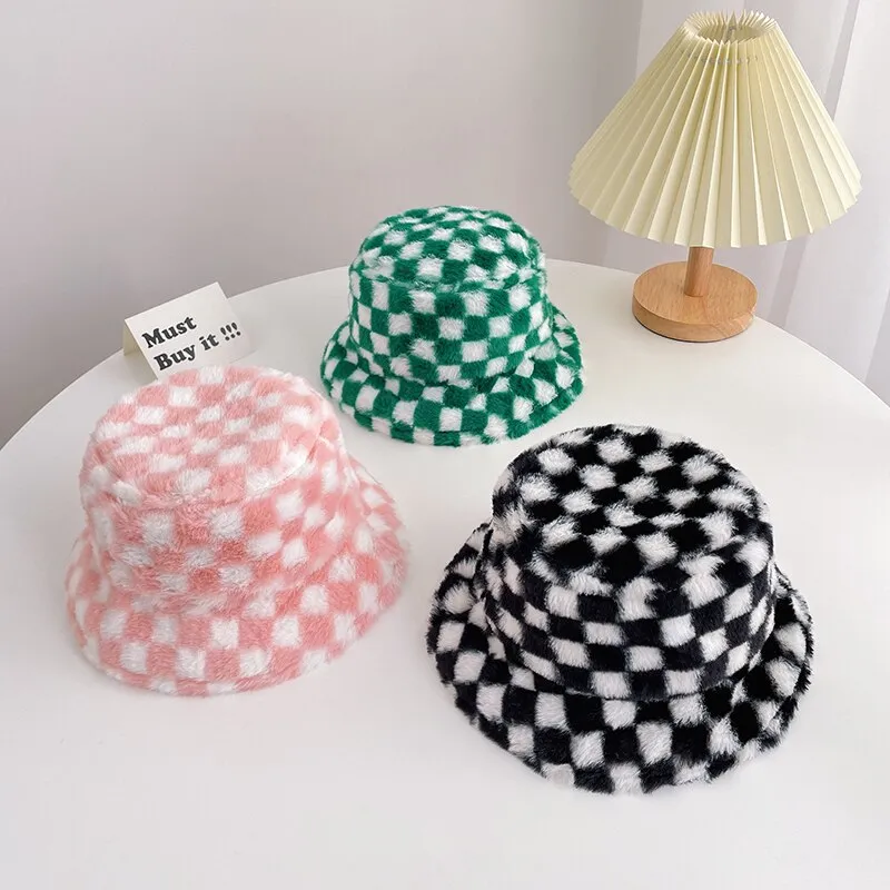 Child Checker Fluff Bucket Hat