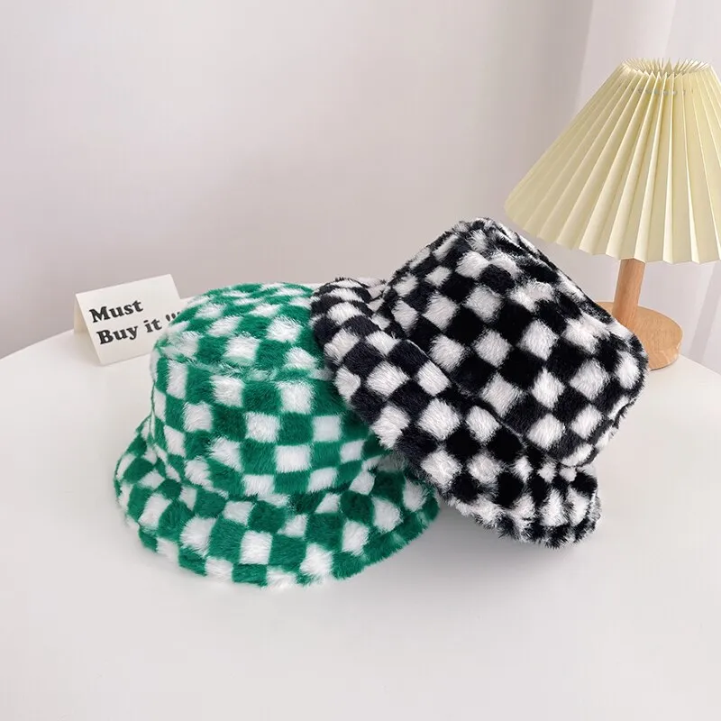 Child Checker Fluff Bucket Hat